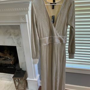 Gold long sleeve ribbed dress medium